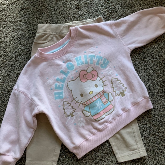 Hello Kitty by Sanrio Pink Sweatshirt (3T) w Beige Pants (4) fit like 3 Preloved - Picture 5 of 5